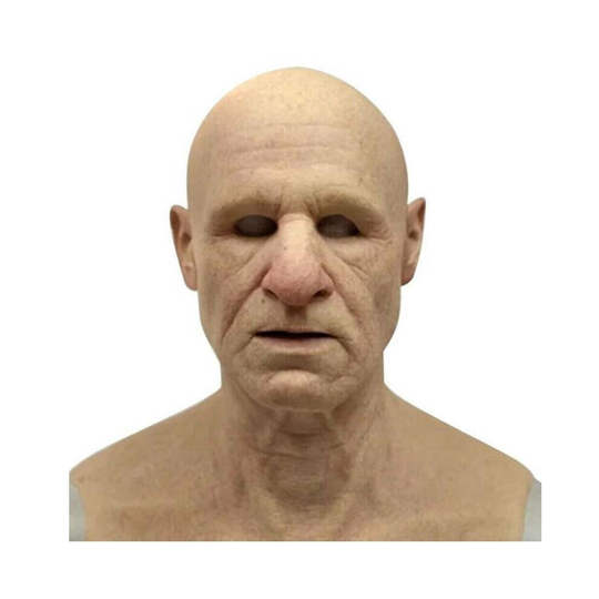 (#3 Old Man) Halloween Old Man Cosplay Full Head Mask Realistic Silicone Headgear Masquerade