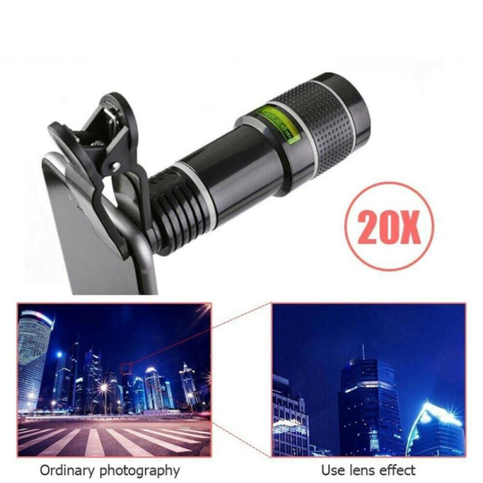 Zoom Lens Kit Clip on 20X Telescope Telephoto Universal Mobile Phone Camera US Mobile Camera Magnifier Telescope With Bracket