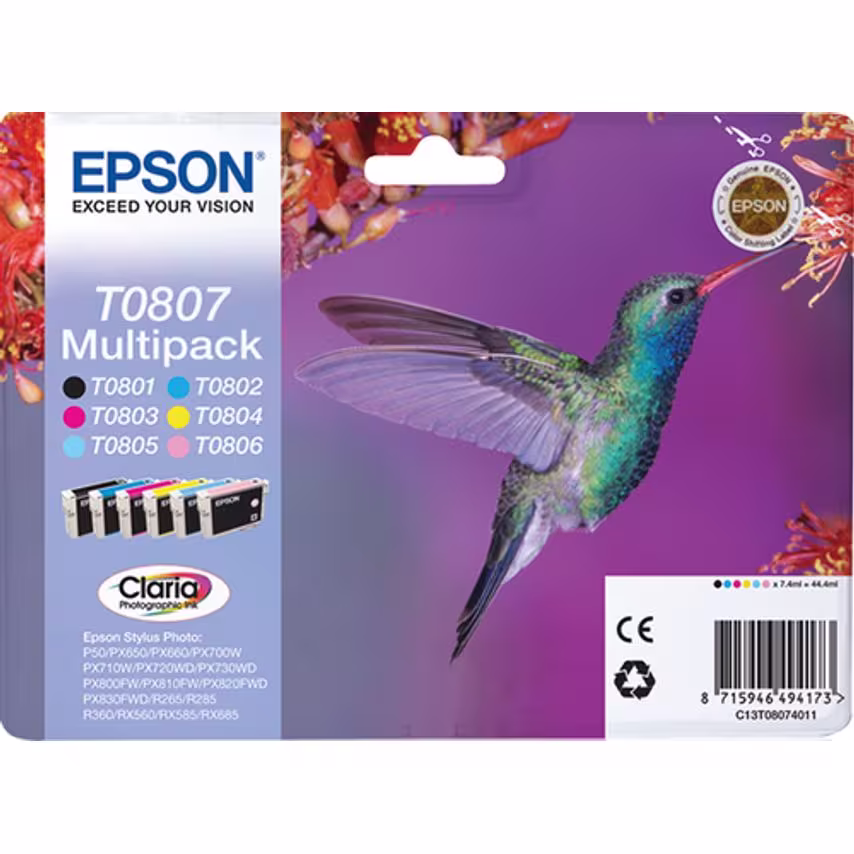 Epson Ink High Volume T080 Stylus Photo Colour Multipack