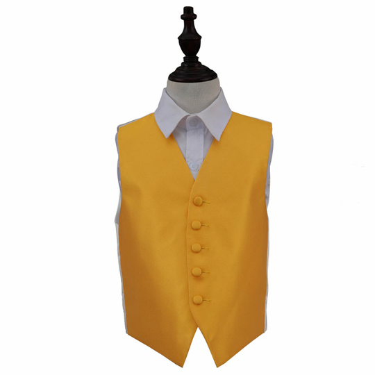 Sunflower Gold Solid Check Wedding Waistcoat for Boys 34'