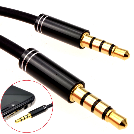 kenable PRO 4 Pole 3.5mm Jack Male Audio Cable TPE RUBBER Lead GOLD 2m
