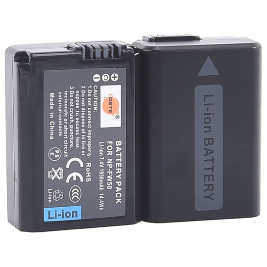 DSTE® 2x NP-FW50 Rechargeable Li-ion Battery for Sony Alpha 7, a7, Alpha 7R, a7R, Alpha 7R II, Alpha a3000, a6000, NEX-3, NEX-3N, NEX-5, NEX-5N,