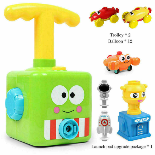 (Frog) Inertia Balloon Launcher & Powered Car Toy Set Toys Kids Experiment