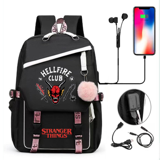 (6 #) Stranger Things Backpack School bag Unisex Travel Laptop Backpack keychain