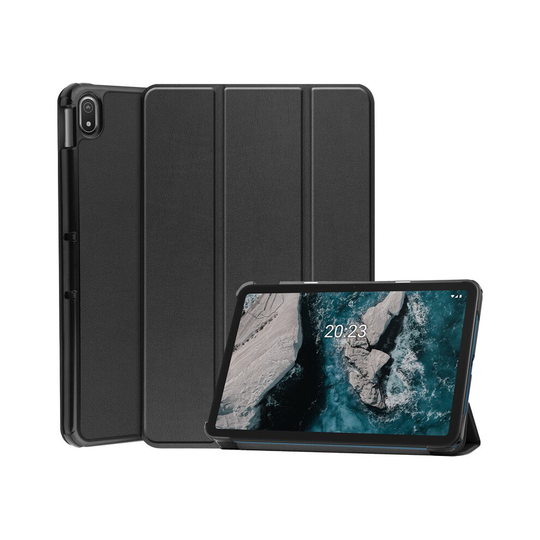 (Black) Magnetic Smart Cover Foldable Stand Case Folio For Nokia T20