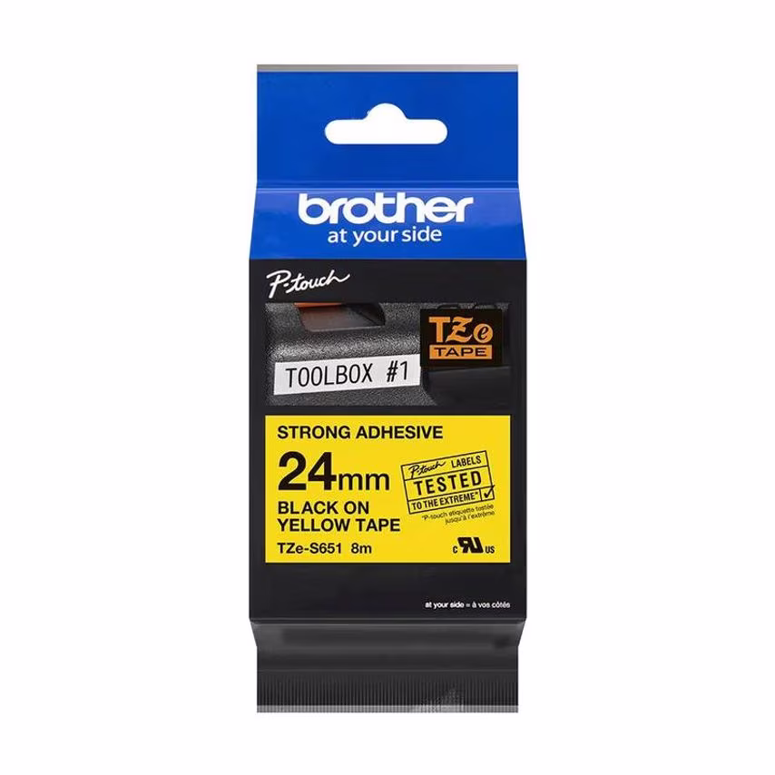 Brother Brother Black On Yellow Strong Label Tape 24mm x 8m - TZES651
