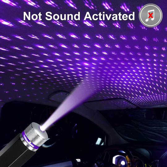 (Blue - Not Sound Activated) 2 Colour Sound Activated LED USB Starry Sky Projector Light Car Galaxy Star Lamp