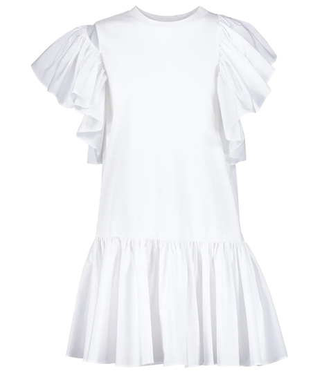 Ruffle-trimmed cotton minidress