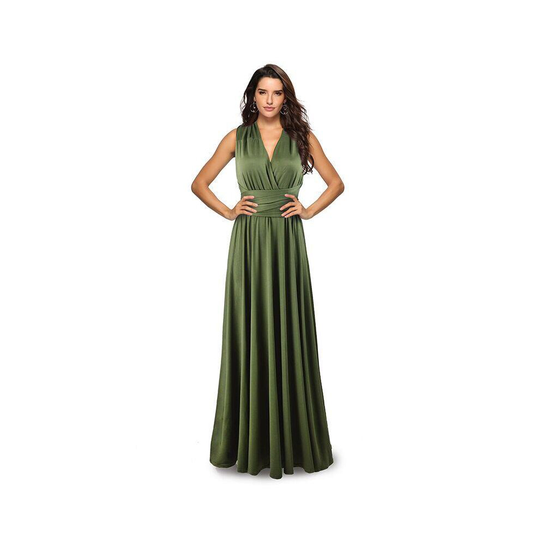 (14. Army Green, M / UK 10 - 12) Women's Evening Multi Way Wrap Bridesmaid Formal Long Maxi Dress