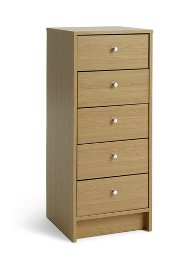 Argos Home Malibu 5 Drawer Tallboy - Oak Effect