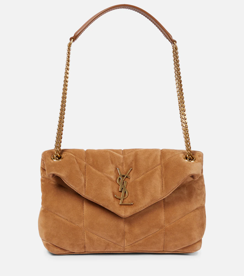Loulou Puffer Small suede shoulder bag