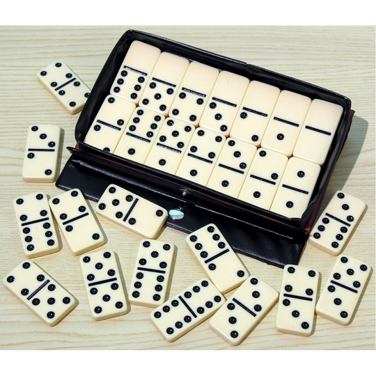 Double six dominoes with black spots, plastic - 00116