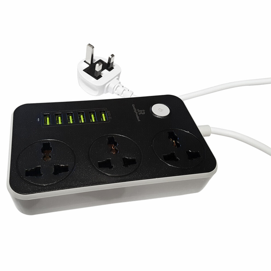 Power Strips Extension lead 6 USB ports 3 Way Universal Socket Outlets