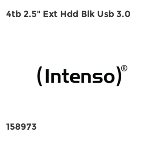 Intenso 4tb 2.5" Ext Hdd Blk Usb 3.0