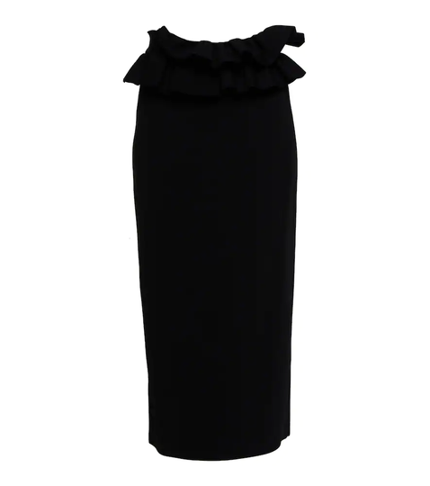 Ruffled high-rise midi skirt