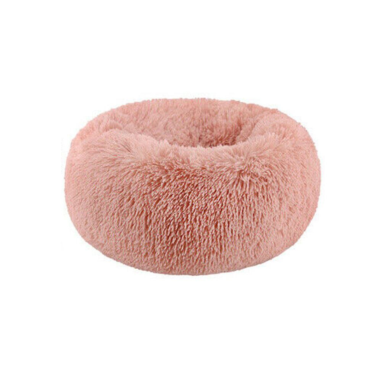 (Pink, L / 70cm) Washable Calming Comfy Donut Style Plush Cat Dog Pet Bed