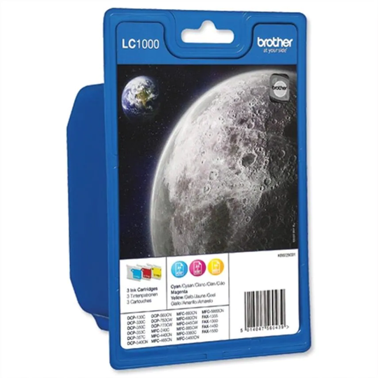 Brother Brother Cyan Magenta Yellow Ink Cartridge 3 x 7ml Multipack - LC1000RBWB