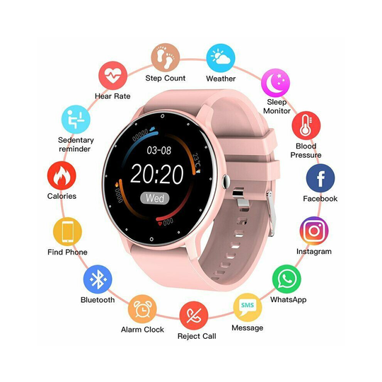 (Pink) ZL02D Bluetooth Smart Watch, Fitness Tracker IP67