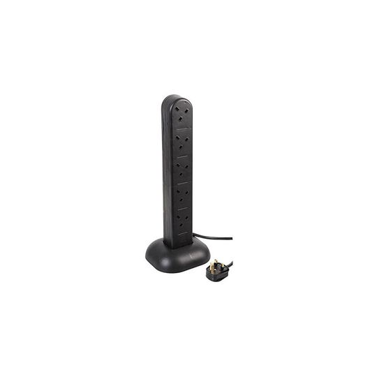 Pro Elec EXTENSION TOWER 10-GANG + NEON, BLACK