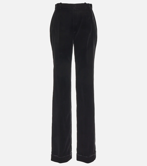 Cupro velvet high-rise straight pants