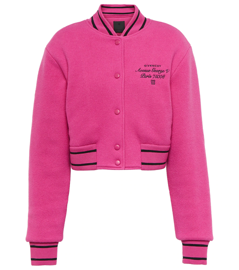 Logo-embroidered wool bomber jacket