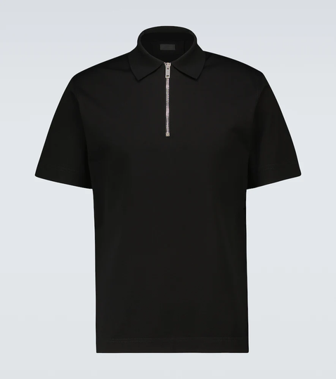 Half-zipped cotton polo shirt