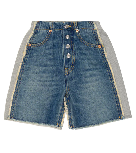 Denim and jersey shorts