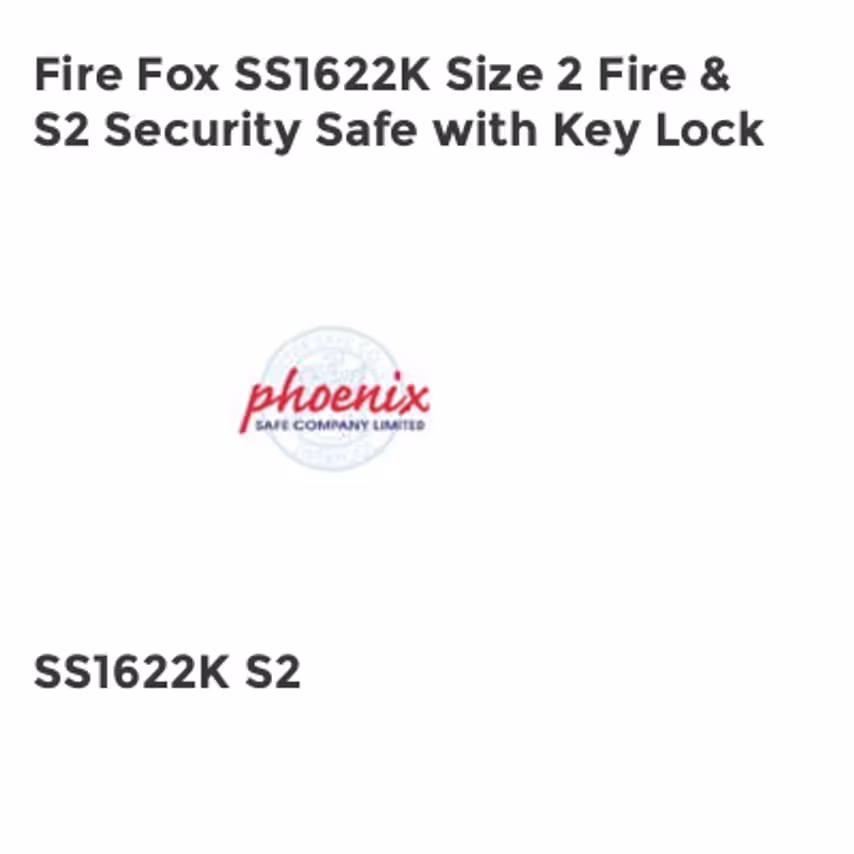 Phoenix Safe Fire Fox SS1622K Size 2 Fire & S2 Security Safe with Key Lock