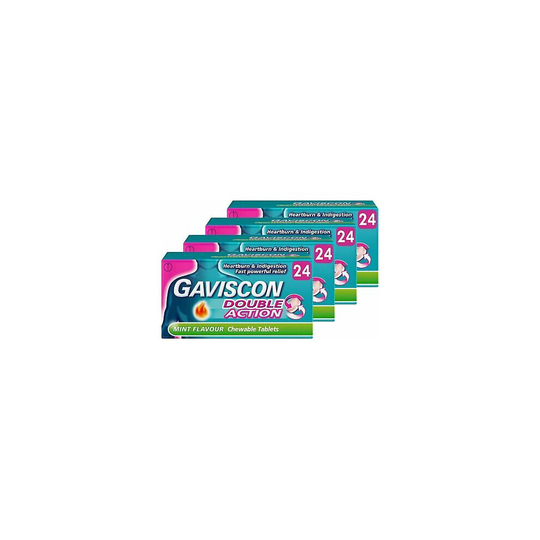 Gaviscon Double Action Mint Flavour Chew Tablets Indigestion Heartburn 24 x 4