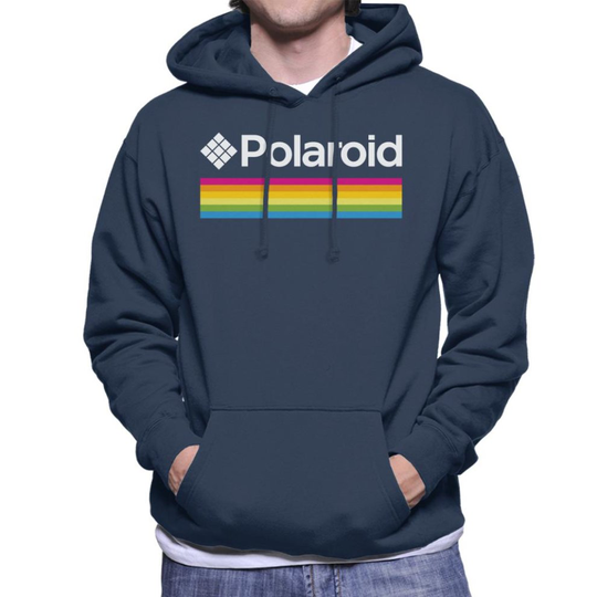 (X-Large, Navy Blue) Polaroid Spectrum Logo Men's Hooded Sweatshirt