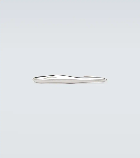 Molten silver-tone top bar cuff