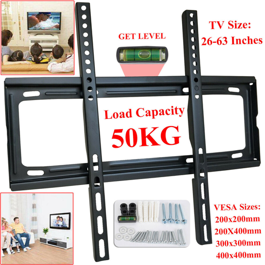 TV WALL BRACKET MOUNT SLIM FOR 26" 30 32 40 42 50 63" Inch 3D LCD LED