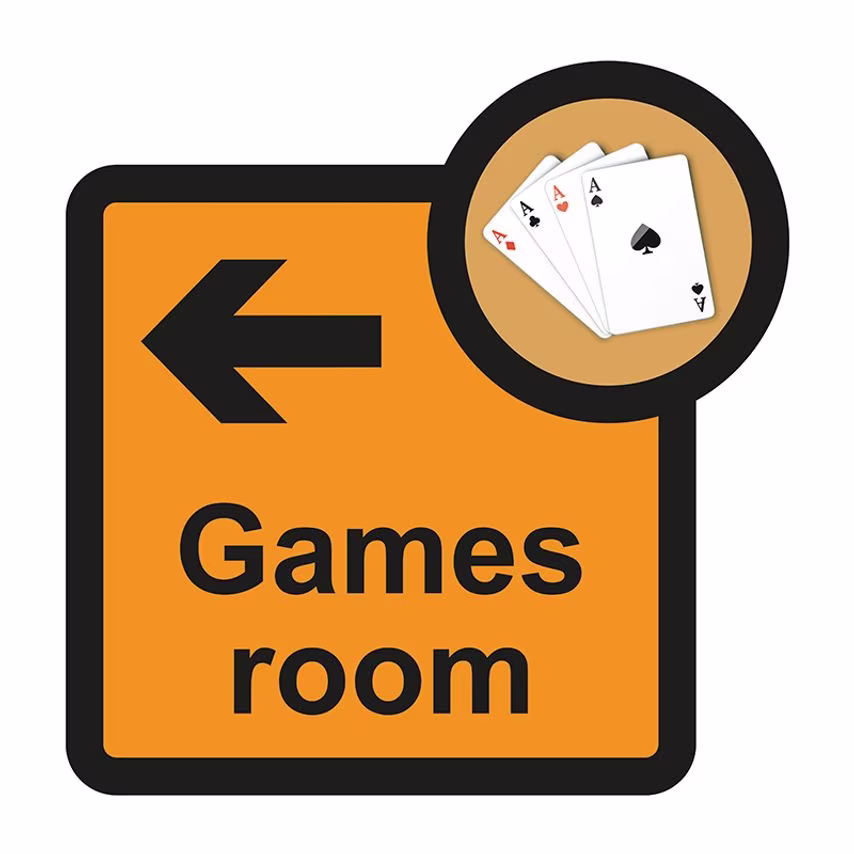Spectrum Industrial Games Room Arrow Left Sign, Self Adhesive Foamex (305mm x 31