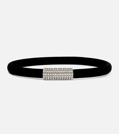 Embellished velvet belt