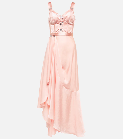 Asymmetric cotton and silk corset dress