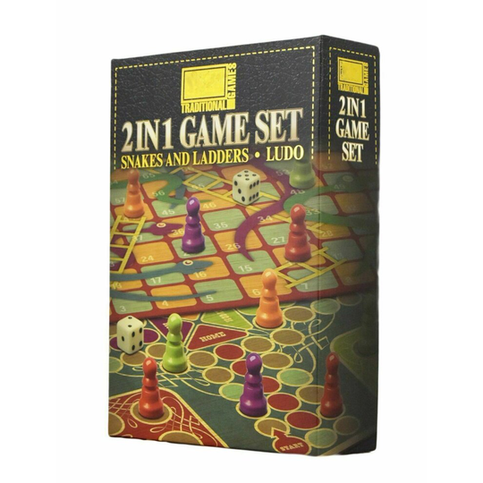 2 in 1 Traditional Board Game Set - Snakes & Ladders and Ludo Folding Board