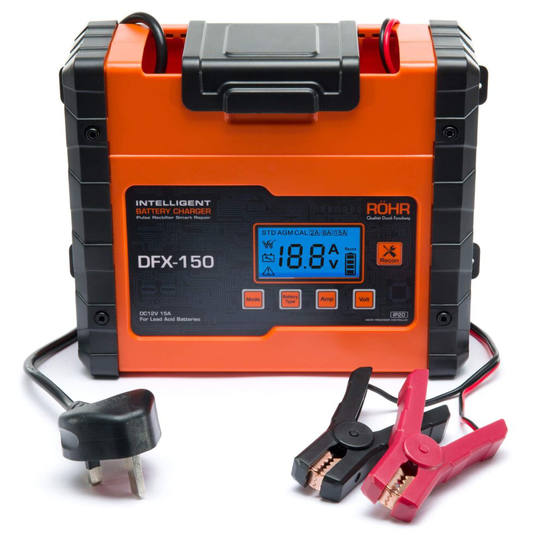 Car Leisure Battery Charger 15Amp 220W 12V Intelligent Turbo/Trickle&Pulse Repair Charging Technology Compatible with AGM, WET & GEL Batteries