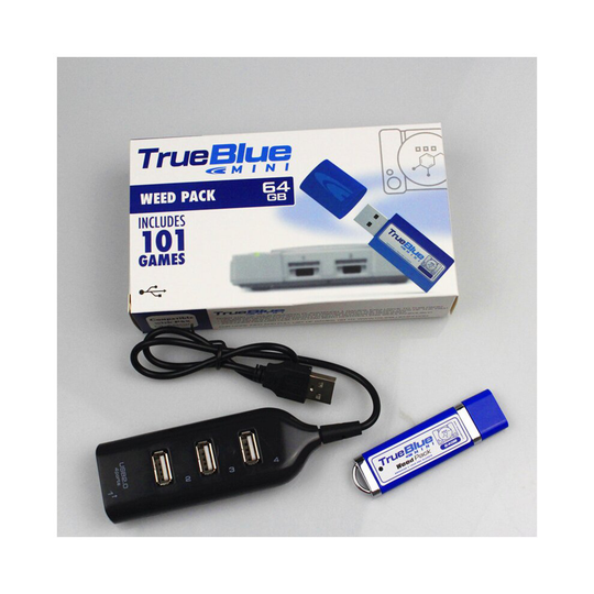 (WEED PACK) True Blue Mini-PlayStation Classic PS1 Multi Best Games Included