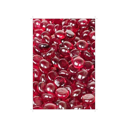 (Red) 100 Glass Pebbles 20mm (approx 450g)