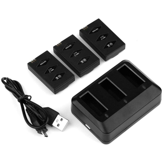 Parrot MiniDrones Charger Hub + 3 Pack 3.7V 600mAh Battery for Jumping Sumo Rolling Spider Swing Mambo Airborne Hydrofoil battery