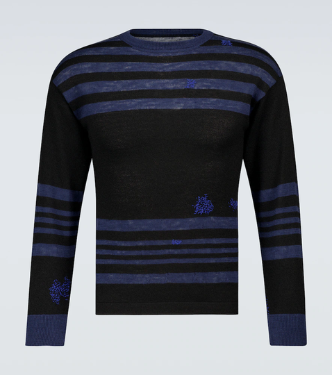 Striped wool and linen sweater