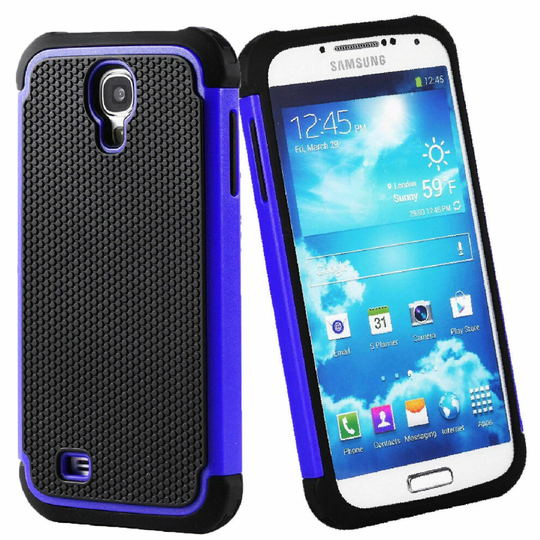 (Samsung S4, Blue) Samsung S4 Compatible Hybrid Tough Tyre 2-in-1 Anti Shock Case - 5 Colours