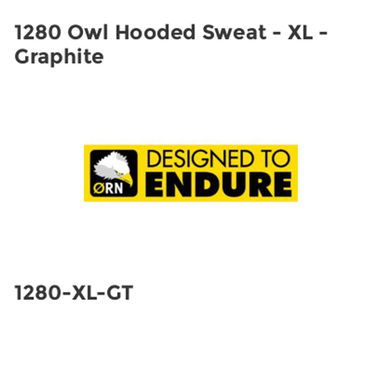 Orn 1280 Owl Hooded Sweat - XL - Graphite