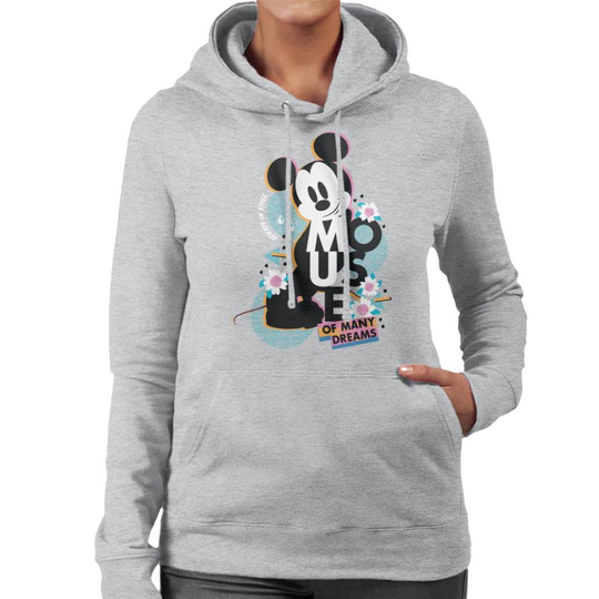 (XX-Large, Heather Grey) Disney Mickey Mouse Always In Style Women's Hooded Sweatshirt