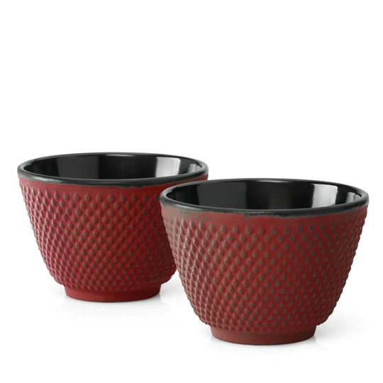 Bredemeijer Tea Cups Xilin Design Cast Iron Set of 2 Red