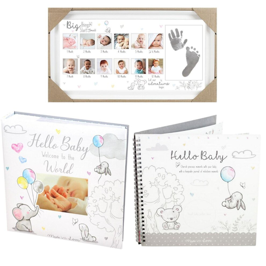 Baby Memory Capture Set Photo Album Milestone Book Large Photo Frame Baby Shower Gift Set