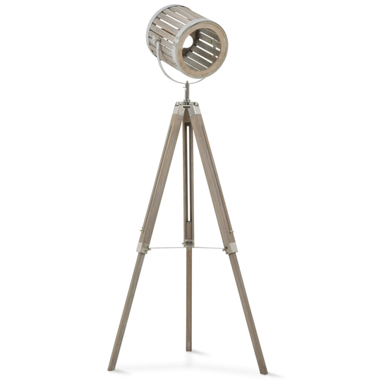 HOMCOM Telescopic Floor Lamp Unique Wood Frame Adjustable Shade Height