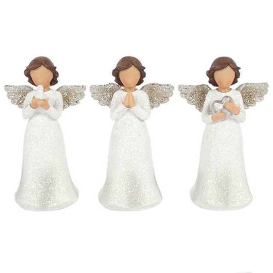 (Peace Pray Love Child Angels) Glitter Angel Ornaments