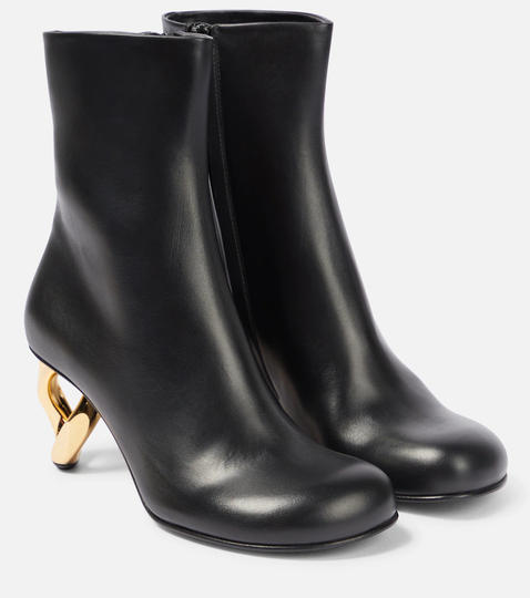Chain leather ankle boots