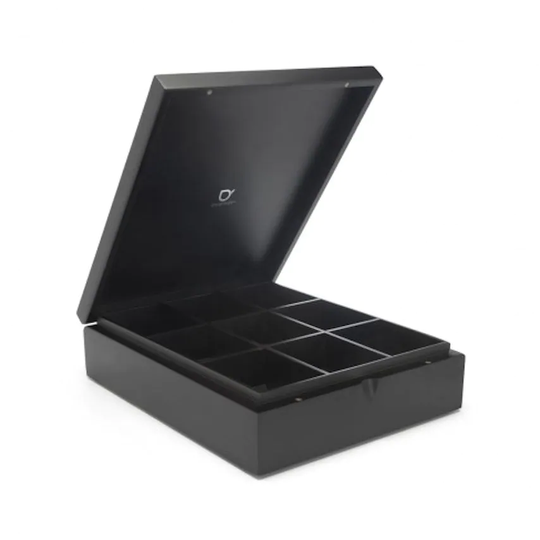 Bredemeijer Tea Box in Bamboo with 9 Inner Compartments No Window in Lid in Blac